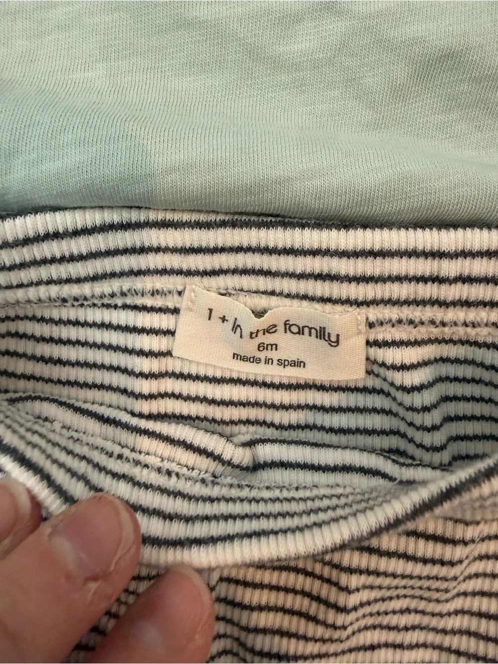 1 + In the Family NANI & SALVA 2-piece Outfit set 6M Mint Striped Made in Spain